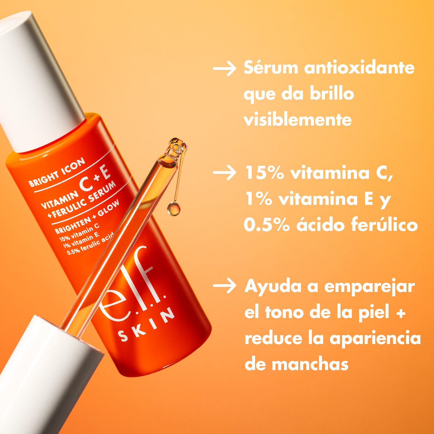 E.L.F. SKIN BRIGHT ICON VITAMIN C + E + FERULIC SERUM (SÉRUM FACIAL ILUMINADOR)